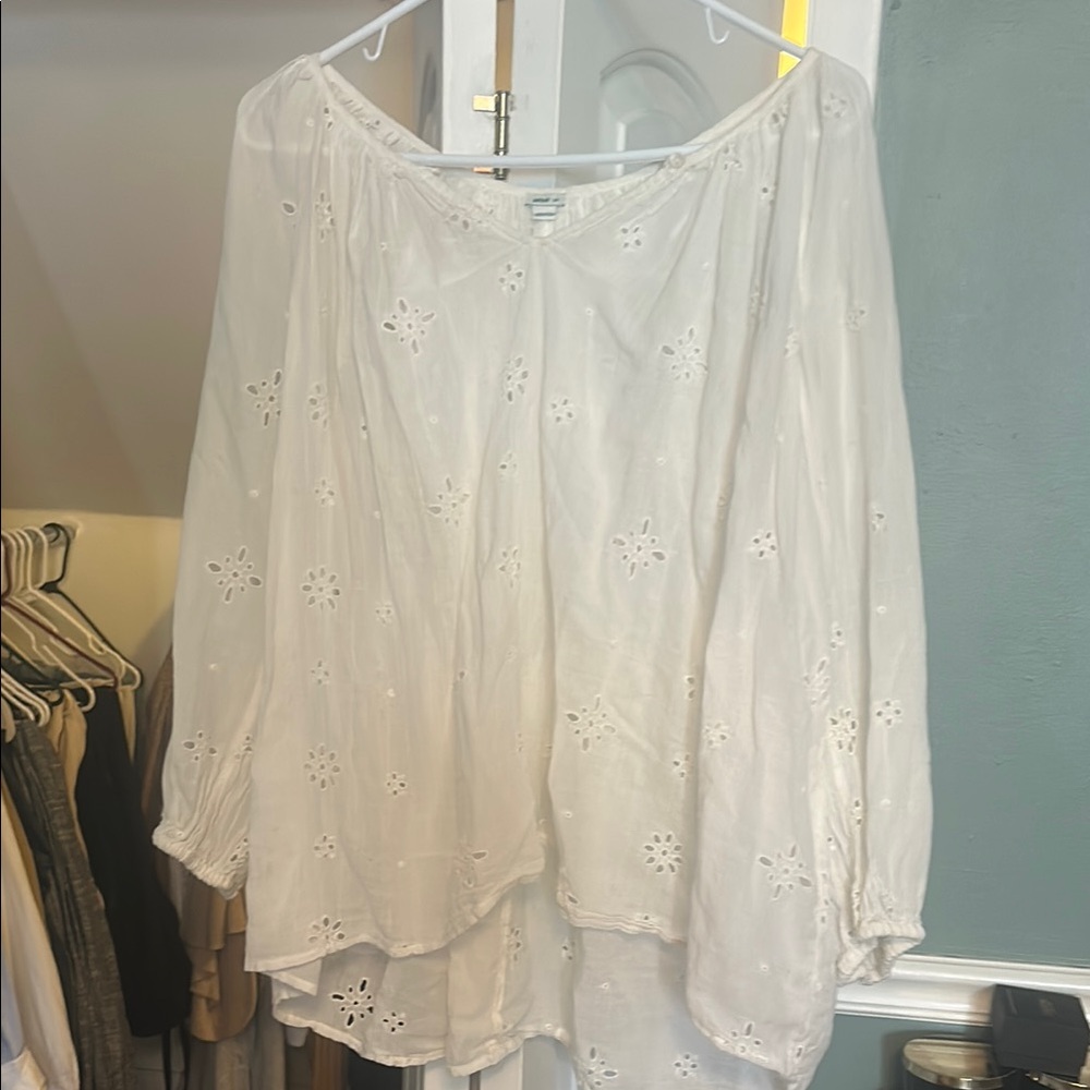 White Embroidered Women's Top